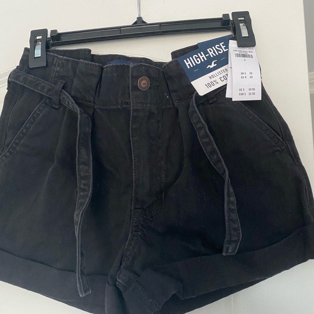 Hollister black denim shorts